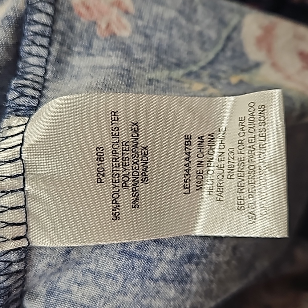 Absolutely Famous Peasant Blouse Blue Floral Long Sleeve Bohemian - Picture 7 of 8